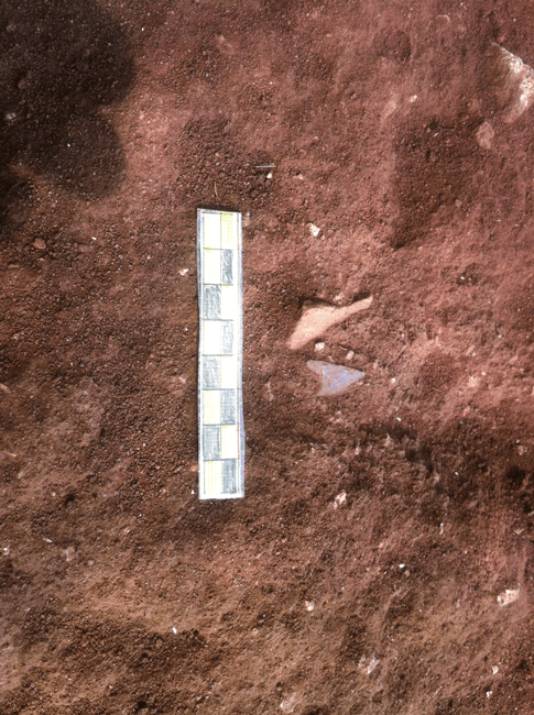Hallazgo de una punta de flecha de sílex en la zona exterior de la muralla