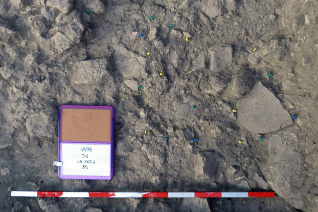 Molino y restos de cerámicas de la UE007 1